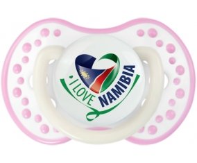 I Love Namibia Sucette LOVI Dynamic Blanc-rose phosphorescente