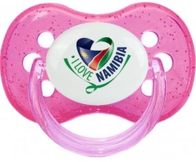 I Love Namibia Tétine Cerise Rose à paillette