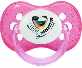 I Love Mozambique Sucette Cerise Rose à paillette