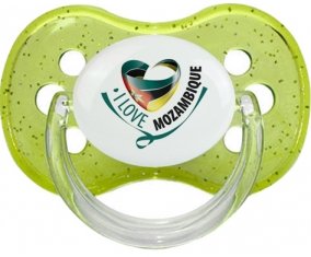 I Love Mozambique Sucette Cerise Vert à paillette