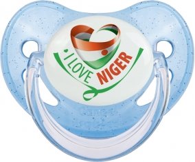I Love Niger Sucette Physiologique Bleue à paillette