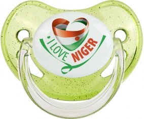 I Love Niger Sucette Physiologique Vert à paillette