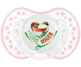 I Love Niger Sucette LOVI Dynamic Retro-blanc-rose-tendre classique