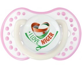 I Love Niger Sucette LOVI Dynamic Blanc-rose phosphorescente