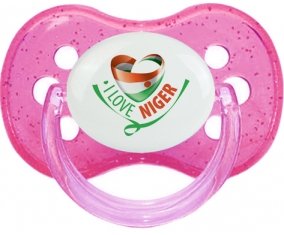 I Love Niger Sucette Cerise Rose à paillette