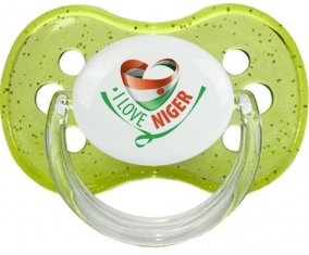 I Love Niger Sucette Cerise Vert à paillette