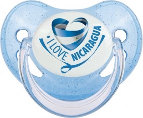 I Love Nicaragua Sucette Physiologique Bleue à paillette