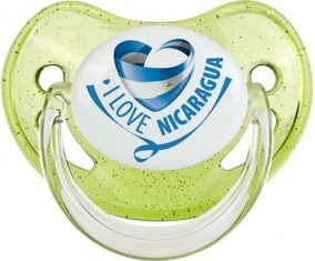 I Love Nicaragua Sucette Physiologique Vert à paillette