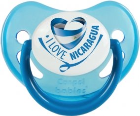 I Love Nicaragua Sucette Physiologique Bleue phosphorescente