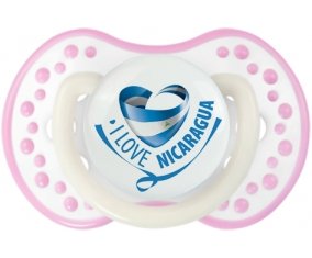 I Love Nicaragua Sucette LOVI Dynamic Blanc-rose phosphorescente