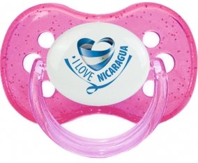 I Love Nicaragua Tétine Cerise Rose à paillette