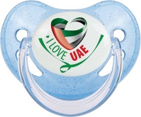 I Love UAE Sucete Physiologique Bleue à paillette