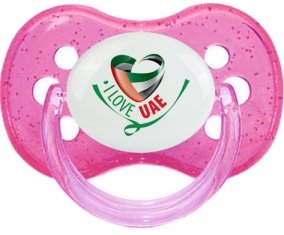 I Love UAE Sucette Cerise Rose à paillette
