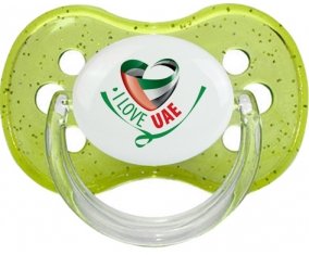 I Love UAE Sucette Cerise Vert à paillette