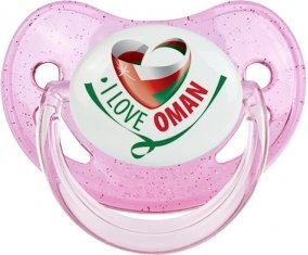 I Love Oman Sucette Physiologique Rose à paillette