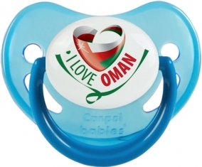 I Love Oman Sucette Physiologique Bleue phosphorescente