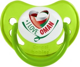 I Love Oman Sucette Physiologique Vert phosphorescente