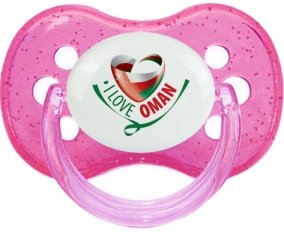 I Love Oman Sucette Cerise Rose à paillette