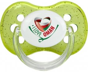 I Love Oman Sucette Cerise Vert à paillette