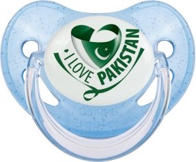 I Love Pakistan Sucette Physiologique Bleue à paillette