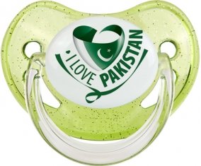 I Love Pakistan Sucette Physiologique Vert à paillette