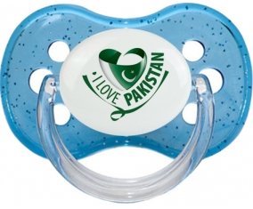 I Love Pakistan Tétine Cerise Bleu à paillette