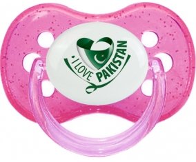 I Love Pakistan Tétine Cerise Rose à paillette
