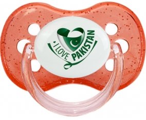 I Love Pakistan Tétine Cerise Rouge à paillette