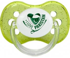 I Love Pakistan Tétine Cerise Vert à paillette