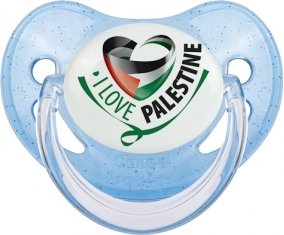I Love Palestine Tétine Physiologique Bleue à paillette