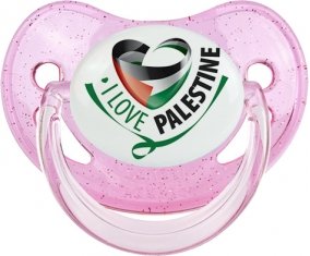 I Love Palestine Tétine Physiologique Rose à paillette