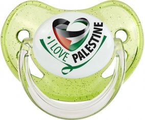 I Love Palestine Tétine Physiologique Vert à paillette