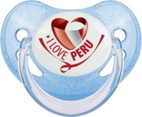 I Love Peru Sucette Physiologique Bleue à paillette