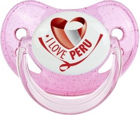 I Love Peru Sucette Physiologique Rose à paillette