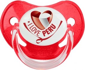 I Love Peru Sucette Physiologique Rouge à paillette
