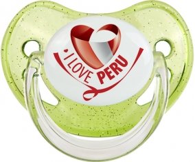 I Love Peru Sucette Physiologique Vert à paillette