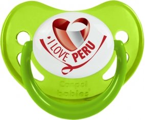 I Love Peru Sucette Physiologique Vert phosphorescente