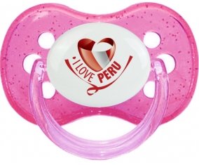 I Love Peru Sucette Cerise Rose à paillette
