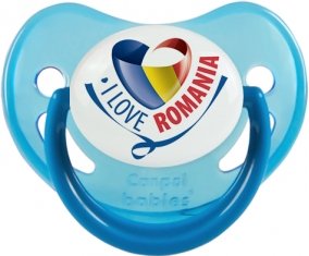 I Love Romania Tétine Physiologique Bleue phosphorescente