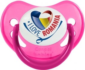I Love Romania Tétine Physiologique Rose phosphorescente