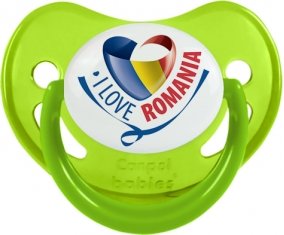 I Love Romania Tétine Physiologique Vert phosphorescente
