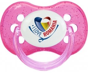 I Love Romania Sucete Cerise Rose à paillette