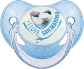 I Love San Marino Sucette Physiologique Bleue à paillette