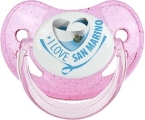 I Love San Marino Sucette Physiologique Rose à paillette