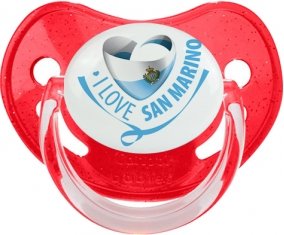I Love San Marino Sucette Physiologique Rouge à paillette