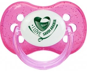 I Love Saudi Arabia Tétine Cerise Rose à paillette