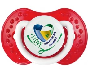 I Love Saint Vincent and Grenadines Tétine LOVI Dynamic Blanc-rouge classique