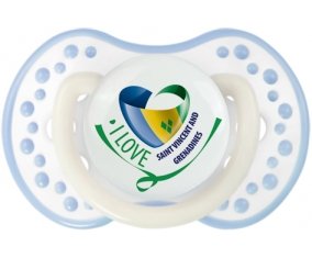 I Love Saint Vincent and Grenadines Tétine LOVI Dynamic Blanc-cyan classique