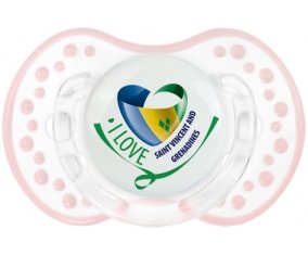 I Love Saint Vincent and Grenadines Tétine LOVI Dynamic Retro-blanc-rose-tendre classique