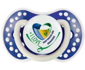I Love Saint Vincent and Grenadines Tétine LOVI Dynamic Bleu-marine phosphorescente